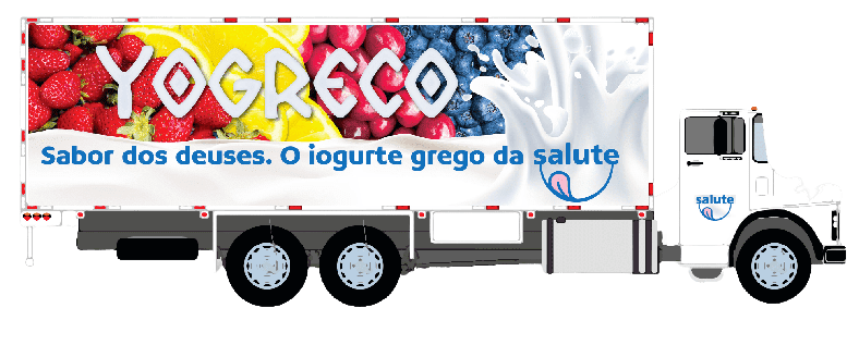 Logo aplicada com uma imagem em um caminhão