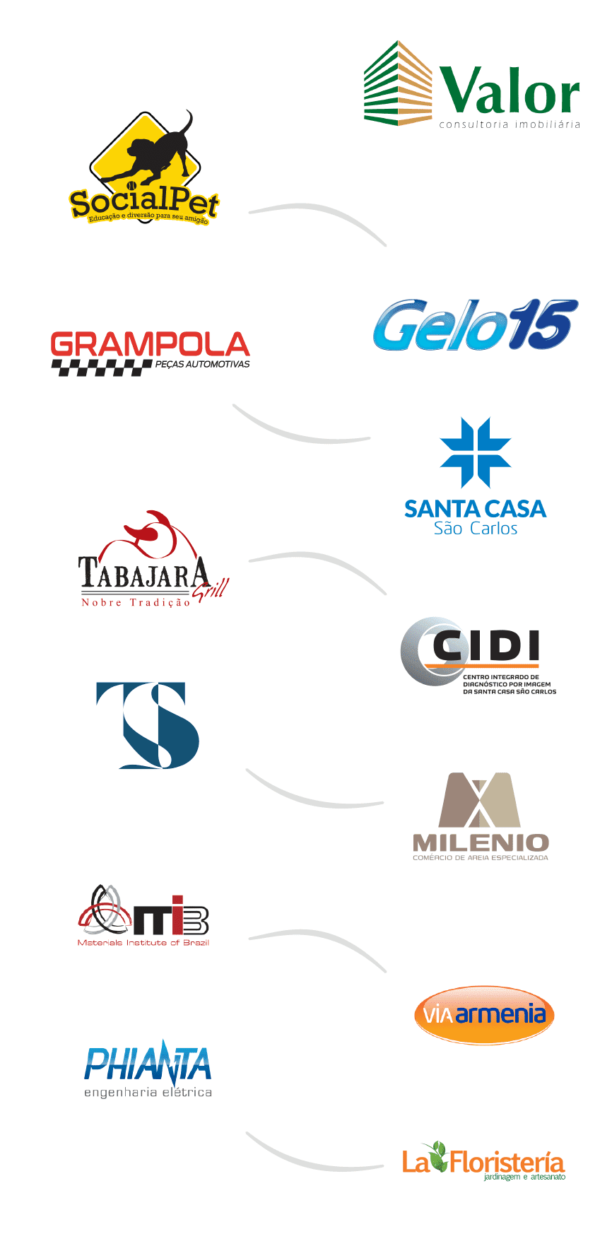 Imagem com todas a maioria das logos criada pela Agência de Marketing Pquadrado
