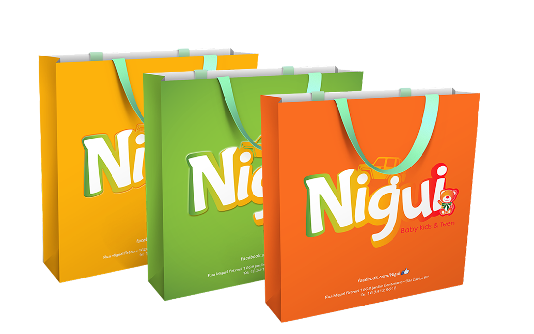 Logo da Nigui aplicada em uma sacola customizada